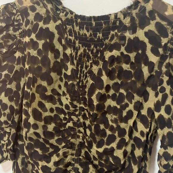 Isabel Marant Etoile Green Animal Print Short Sleeve Blouse Size 34 - Picture 5 of 7